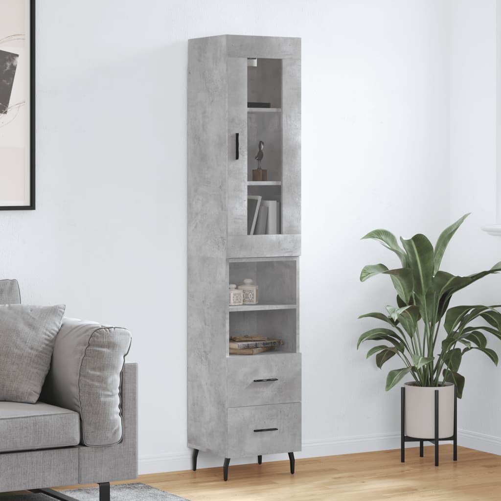 Image Buffet haut Gris béton 34,5x34x180 cm Bois d'ingénierie | Xios Store SNC vidaXL Xios Store SNC