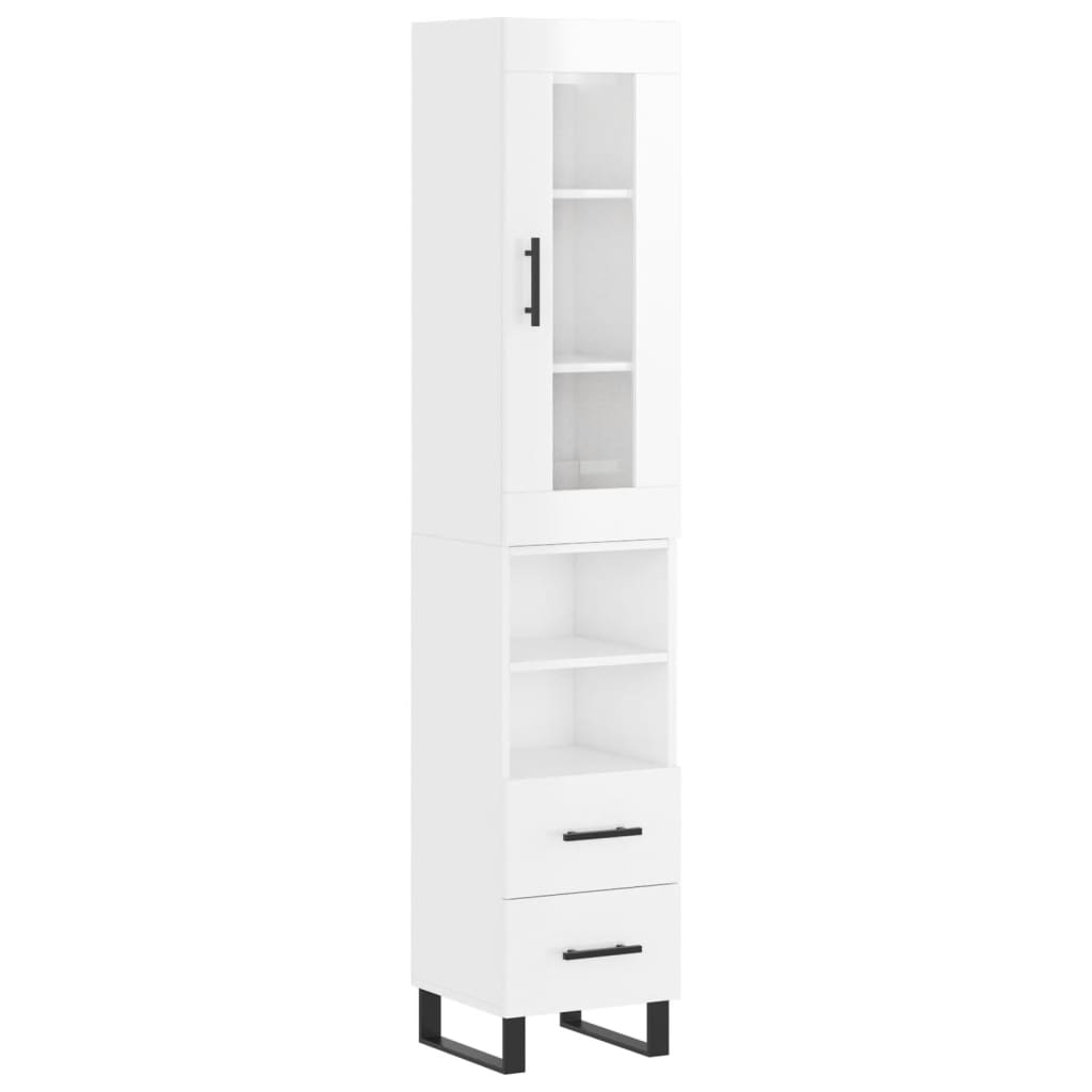 Image Buffet haut Blanc brillant 34,5x34x180 cm Bois d'ingénierie | Xios Store SNC vidaXL Xios Store SNC