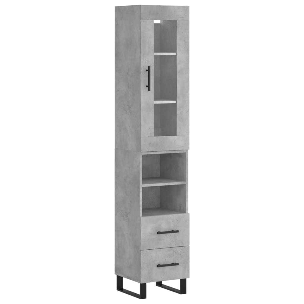 Buffet haut Gris béton 34,5x34x180 cm Bois d'ingénierie, Xios Store SNC