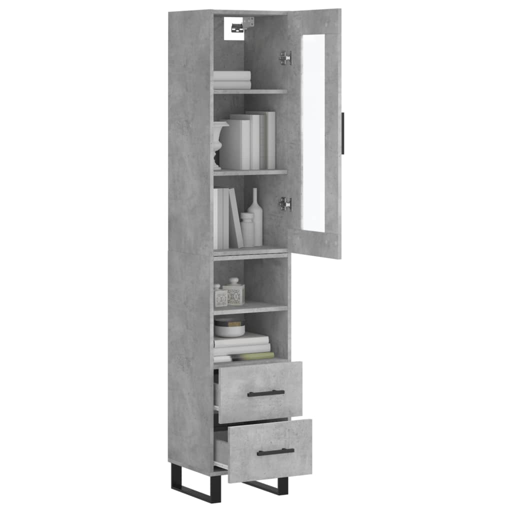 Buffet haut Gris béton 34,5x34x180 cm Bois d'ingénierie, Xios Store SNC