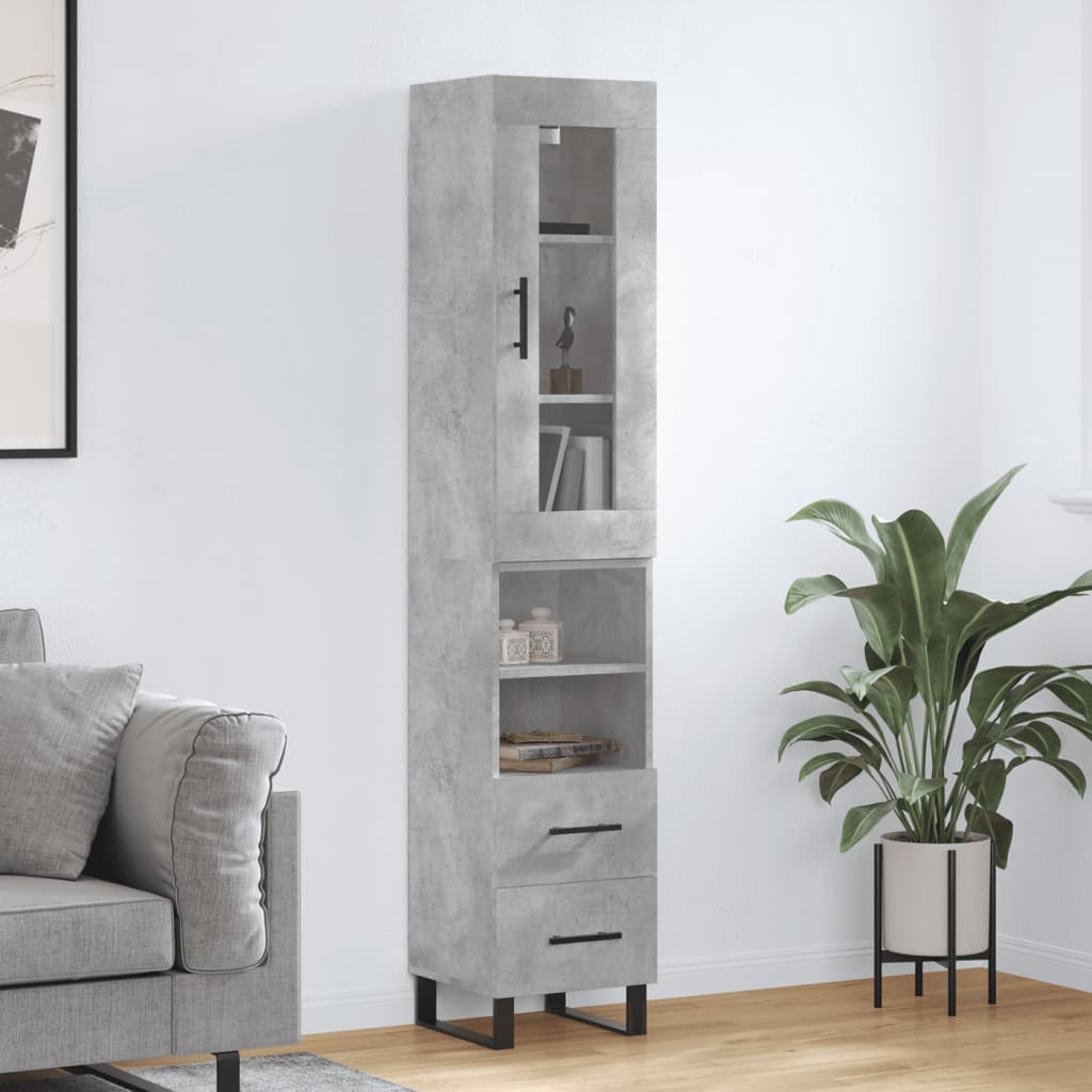 Buffet haut Gris béton 34,5x34x180 cm Bois d'ingénierie, Xios Store SNC