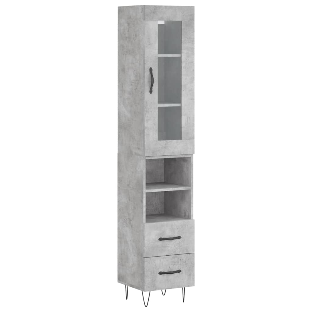 Image Buffet haut Gris béton 34,5x34x180 cm Bois d'ingénierie | Xios Store SNC vidaXL Xios Store SNC