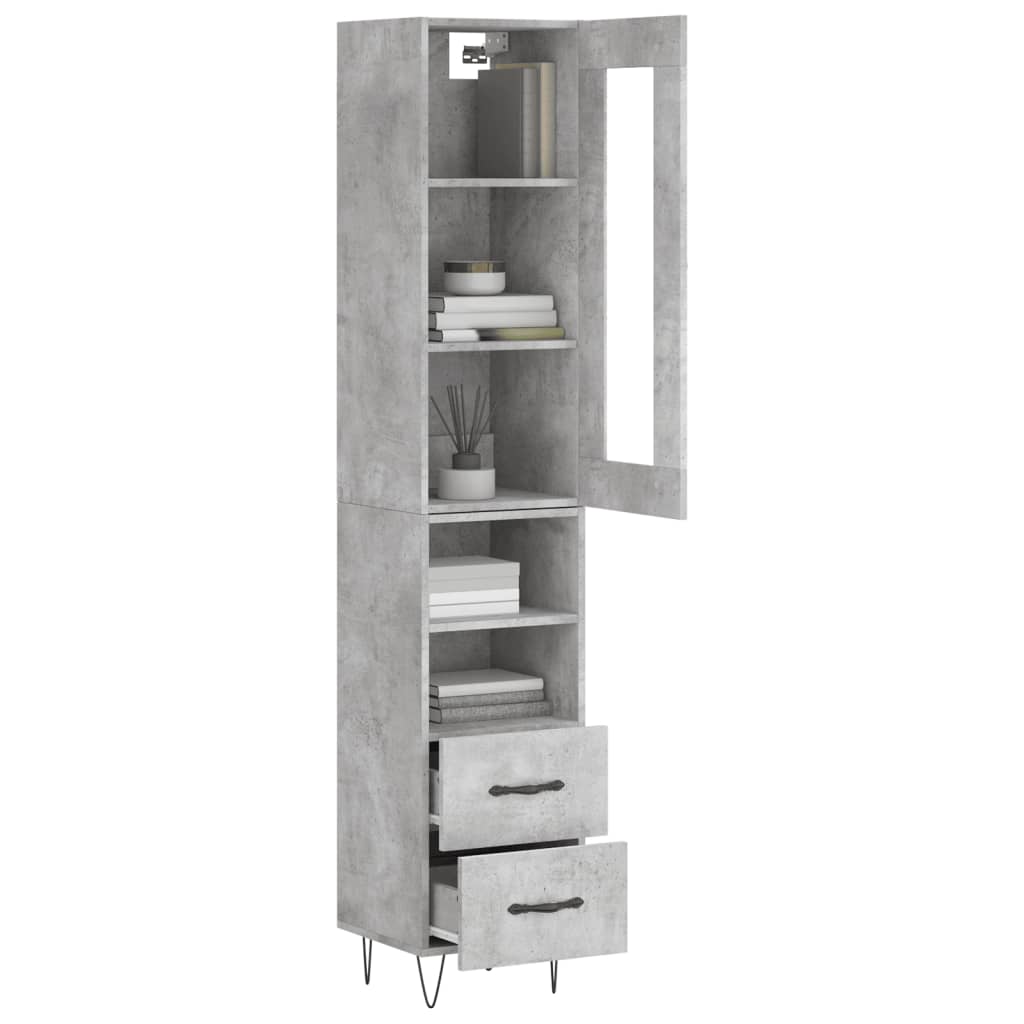 Image Buffet haut Gris béton 34,5x34x180 cm Bois d'ingénierie | Xios Store SNC vidaXL Xios Store SNC