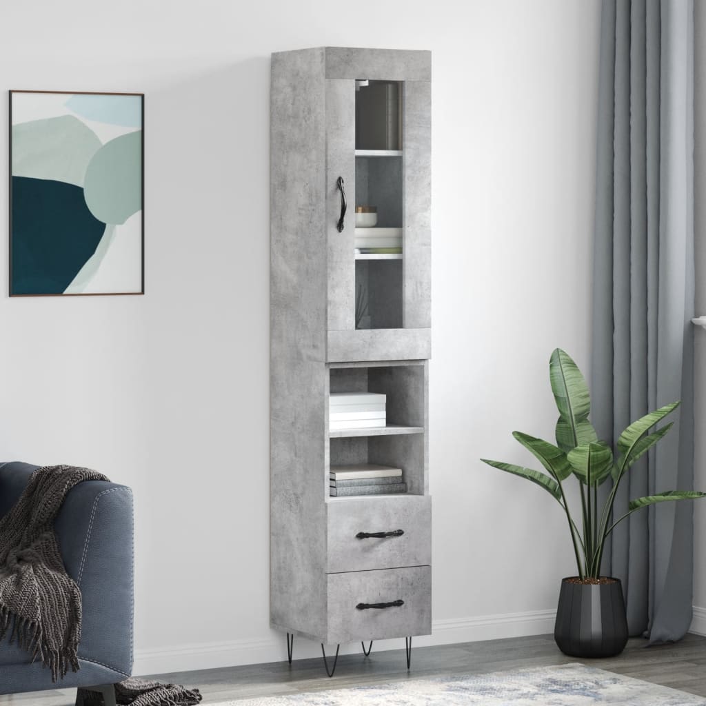 Image Buffet haut Gris béton 34,5x34x180 cm Bois d'ingénierie | Xios Store SNC vidaXL Xios Store SNC