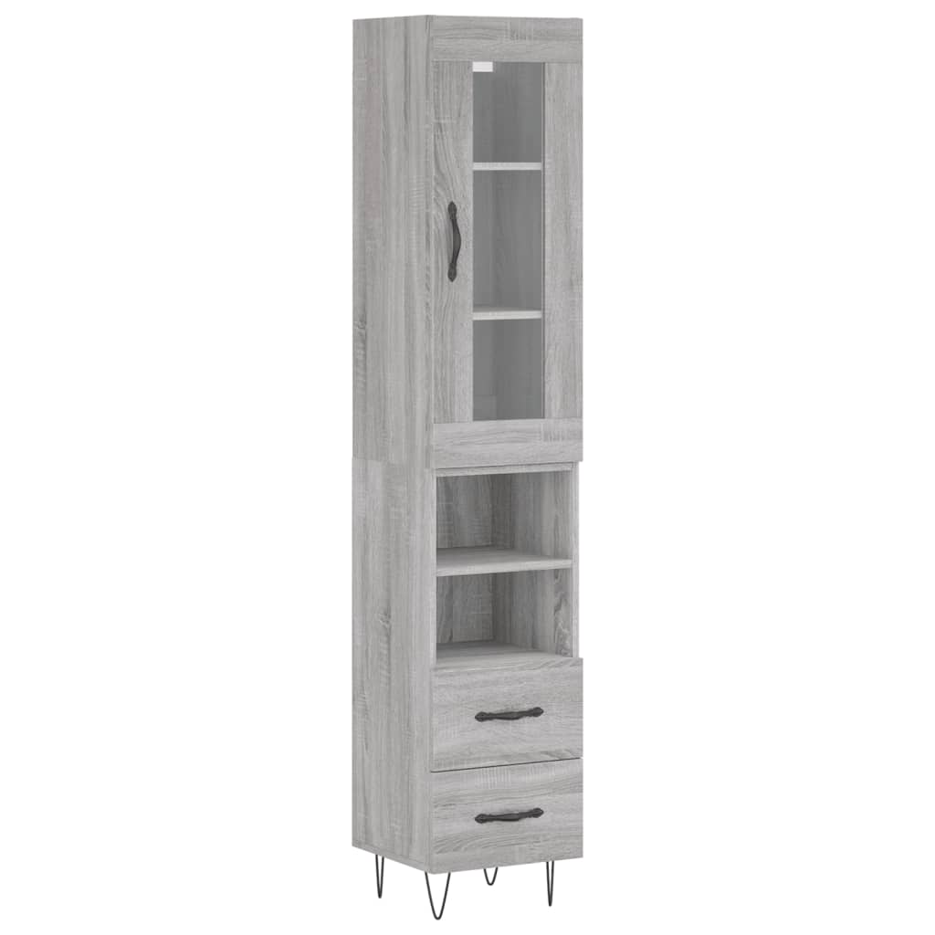 Image Buffet haut Sonoma gris 34,5x34x180 cm Bois d'ingénierie | Xios Store SNC vidaXL Xios Store SNC