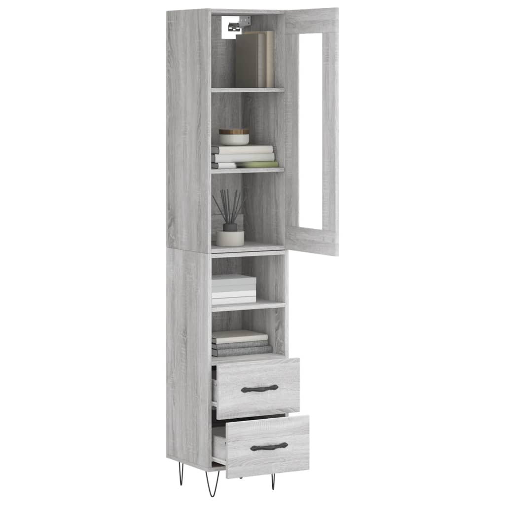 Image Buffet haut Sonoma gris 34,5x34x180 cm Bois d'ingénierie | Xios Store SNC vidaXL Xios Store SNC