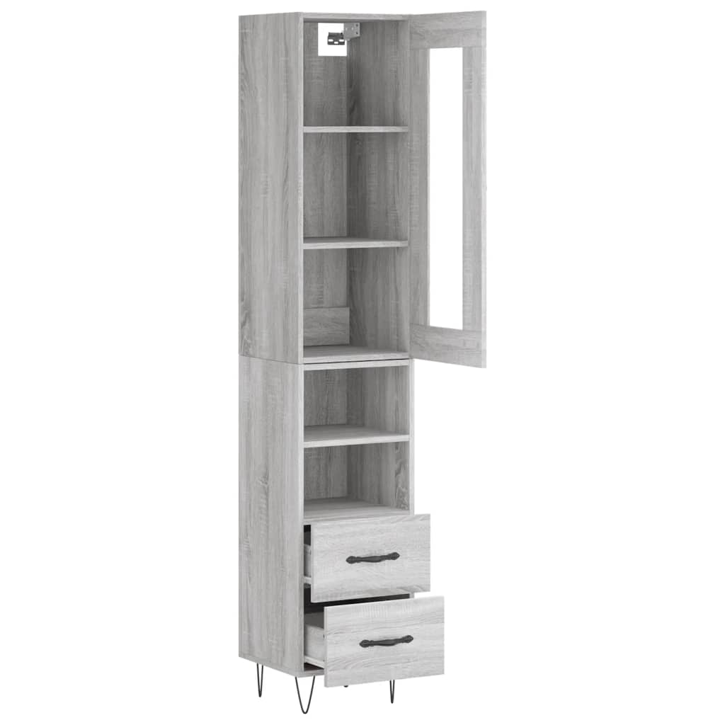 Image Buffet haut Sonoma gris 34,5x34x180 cm Bois d'ingénierie | Xios Store SNC vidaXL Xios Store SNC