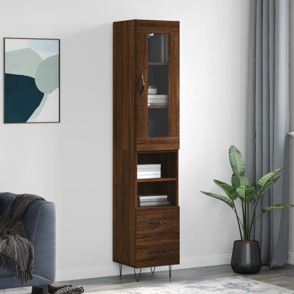 Image Buffet haut Chêne marron 34,5x34x180 cm Bois d'ingénierie | Xios Store SNC vidaXL Xios Store SNC