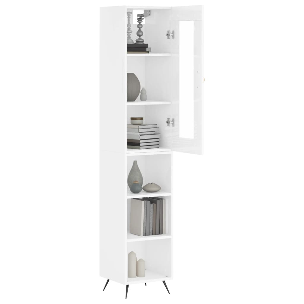 Image Buffet haut Blanc brillant 34,5x34x180 cm Bois d'ingénierie | Xios Store SNC vidaXL Xios Store SNC