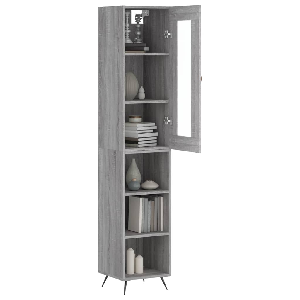 Image Buffet haut Sonoma gris 34,5x34x180 cm Bois d'ingénierie | Xios Store SNC vidaXL Xios Store SNC