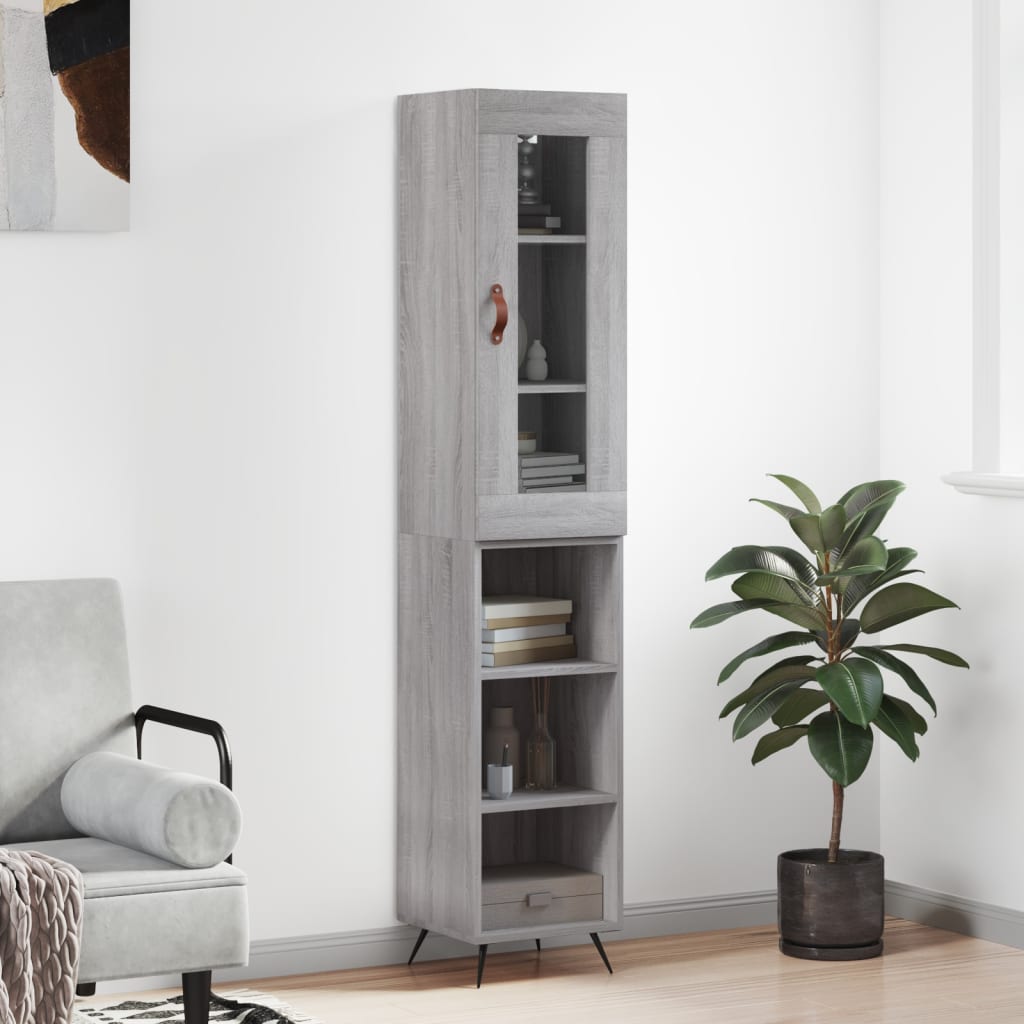 Image Buffet haut Sonoma gris 34,5x34x180 cm Bois d'ingénierie | Xios Store SNC vidaXL Xios Store SNC