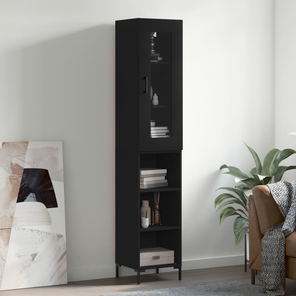 Image Buffet haut Noir 34,5x34x180 cm Bois d'ingénierie | Xios Store SNC vidaXL Xios Store SNC