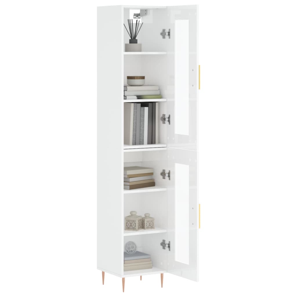 Image Buffet haut Blanc brillant 34,5x34x180 cm Bois d'ingénierie | Xios Store SNC vidaXL Xios Store SNC