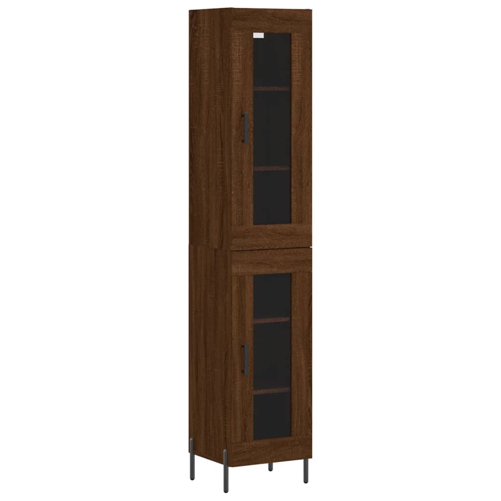 Image Buffet haut Chêne marron 34,5x34x180 cm Bois d'ingénierie | Xios Store SNC vidaXL Xios Store SNC