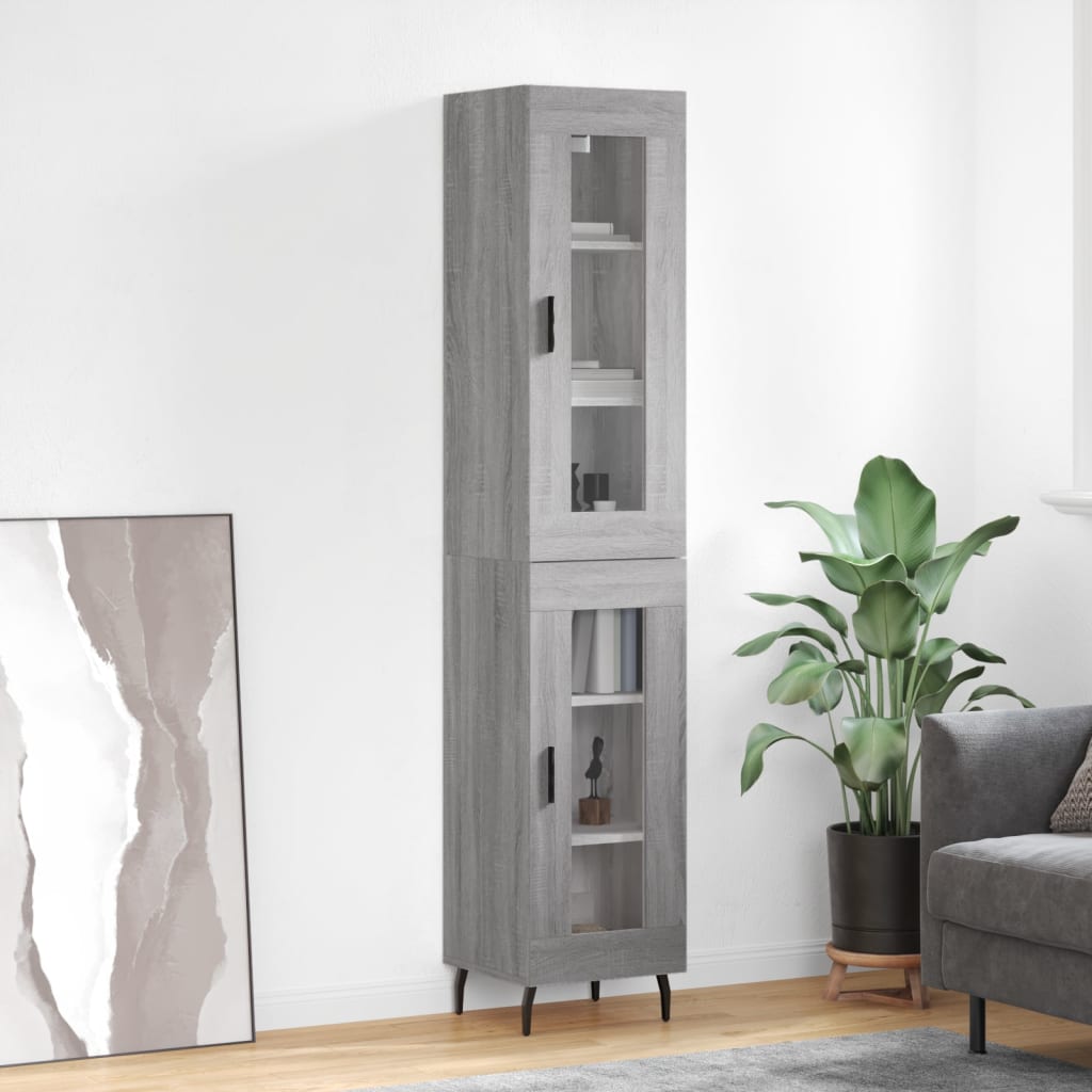 Image Buffet haut Sonoma gris 34,5x34x180 cm Bois d'ingénierie | Xios Store SNC vidaXL Xios Store SNC