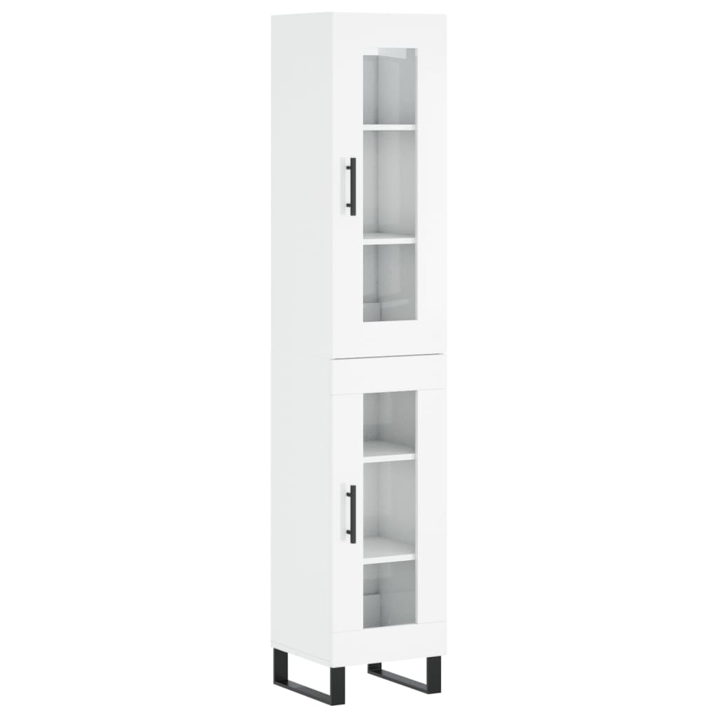 Image Buffet haut Blanc brillant 34,5x34x180 cm Bois d'ingénierie | Xios Store SNC vidaXL Xios Store SNC