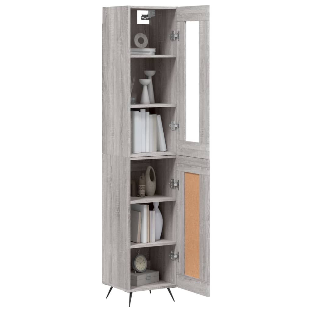 Image Buffet haut Sonoma gris 34,5x34x180 cm Bois d'ingénierie | Xios Store SNC vidaXL Xios Store SNC