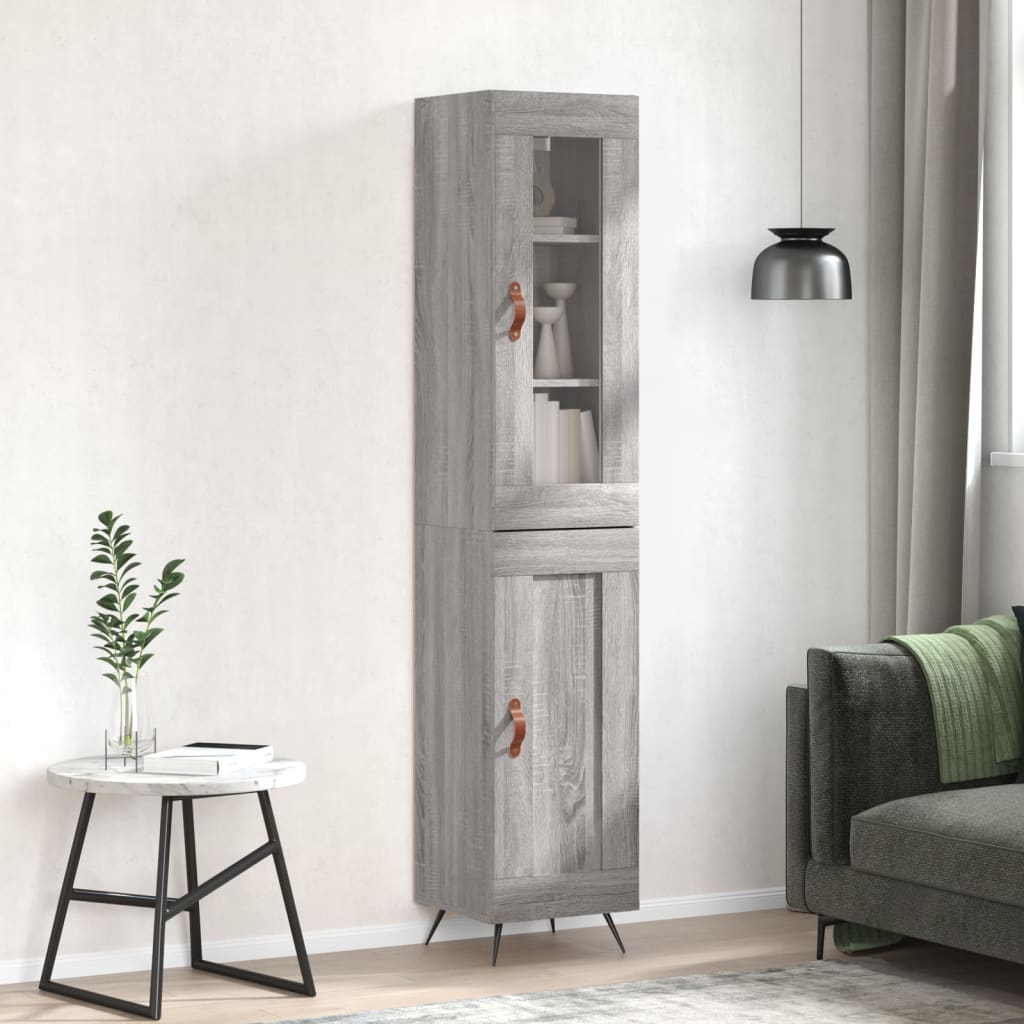 Image Buffet haut Sonoma gris 34,5x34x180 cm Bois d'ingénierie | Xios Store SNC vidaXL Xios Store SNC