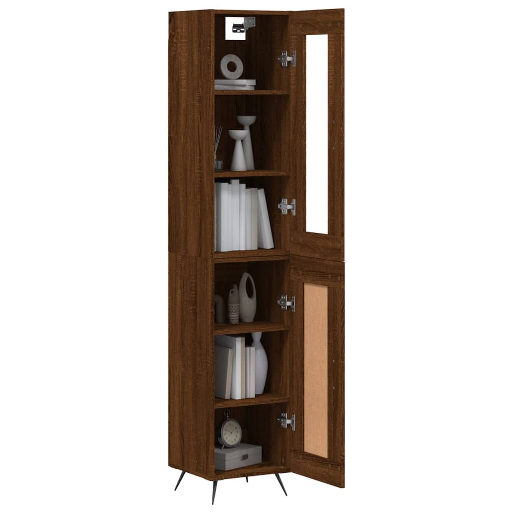 Image Buffet haut Chêne marron 34,5x34x180 cm Bois d'ingénierie | Xios Store SNC vidaXL Xios Store SNC