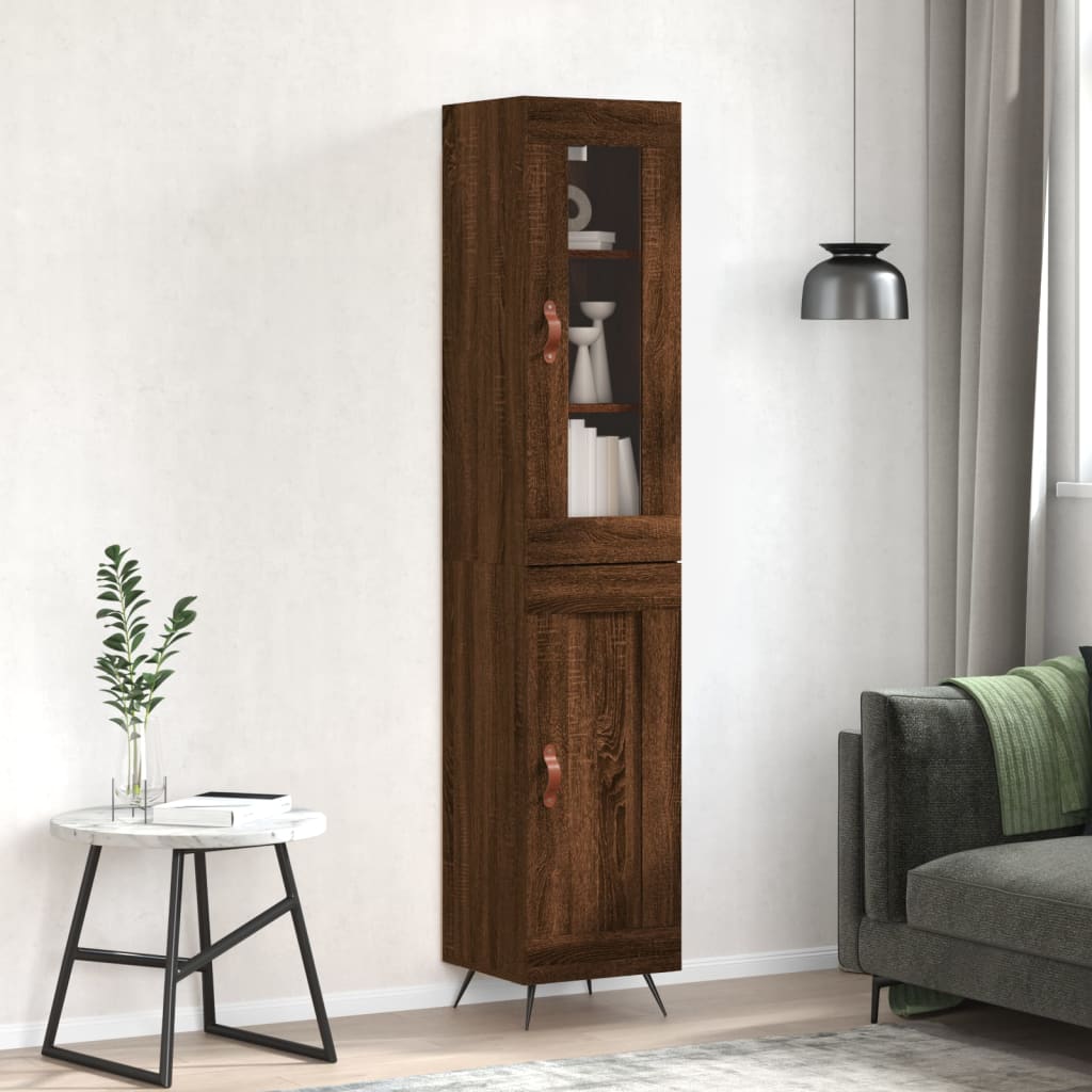 Image Buffet haut Chêne marron 34,5x34x180 cm Bois d'ingénierie | Xios Store SNC vidaXL Xios Store SNC