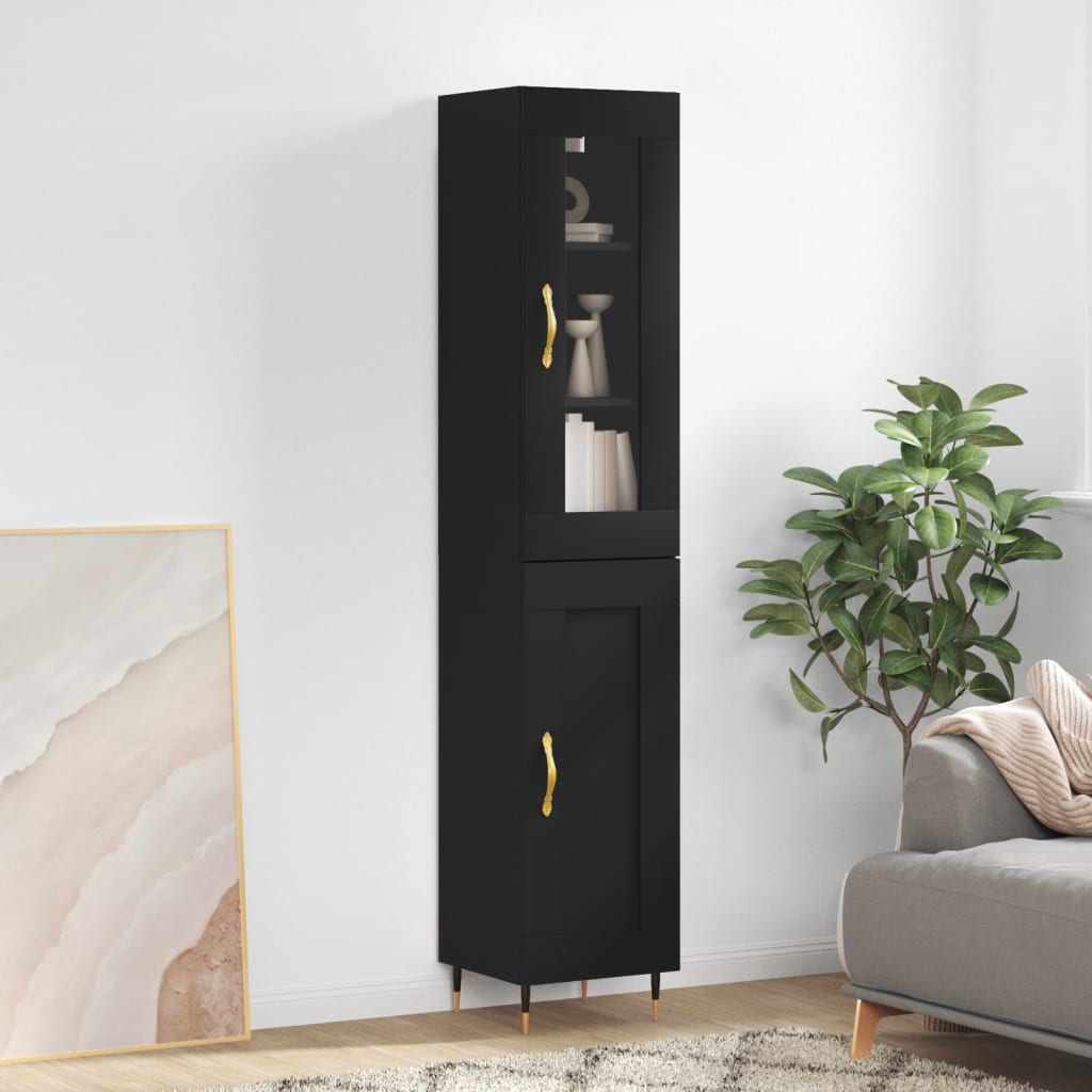 Image Buffet haut Noir 34,5x34x180 cm Bois d'ingénierie | Xios Store SNC vidaXL Xios Store SNC