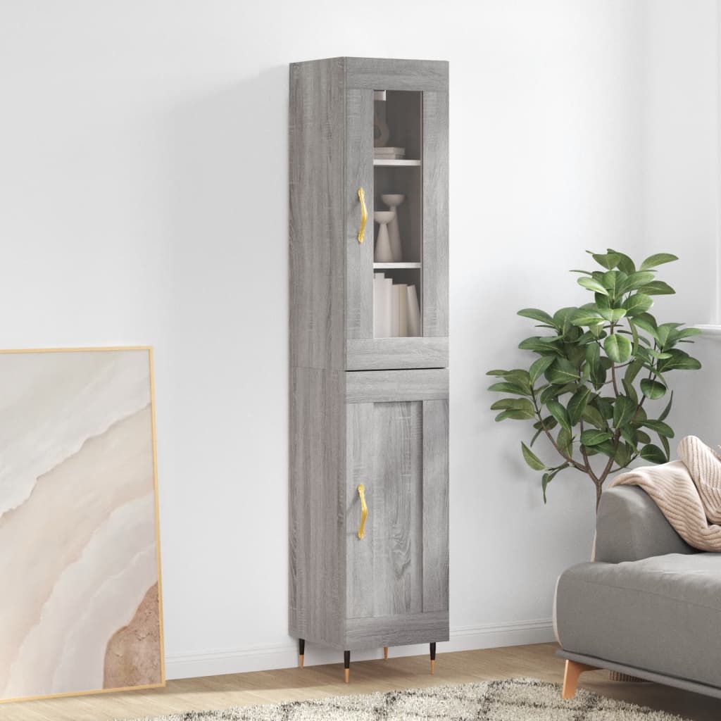 Image Buffet haut Sonoma gris 34,5x34x180 cm Bois d'ingénierie | Xios Store SNC vidaXL Xios Store SNC