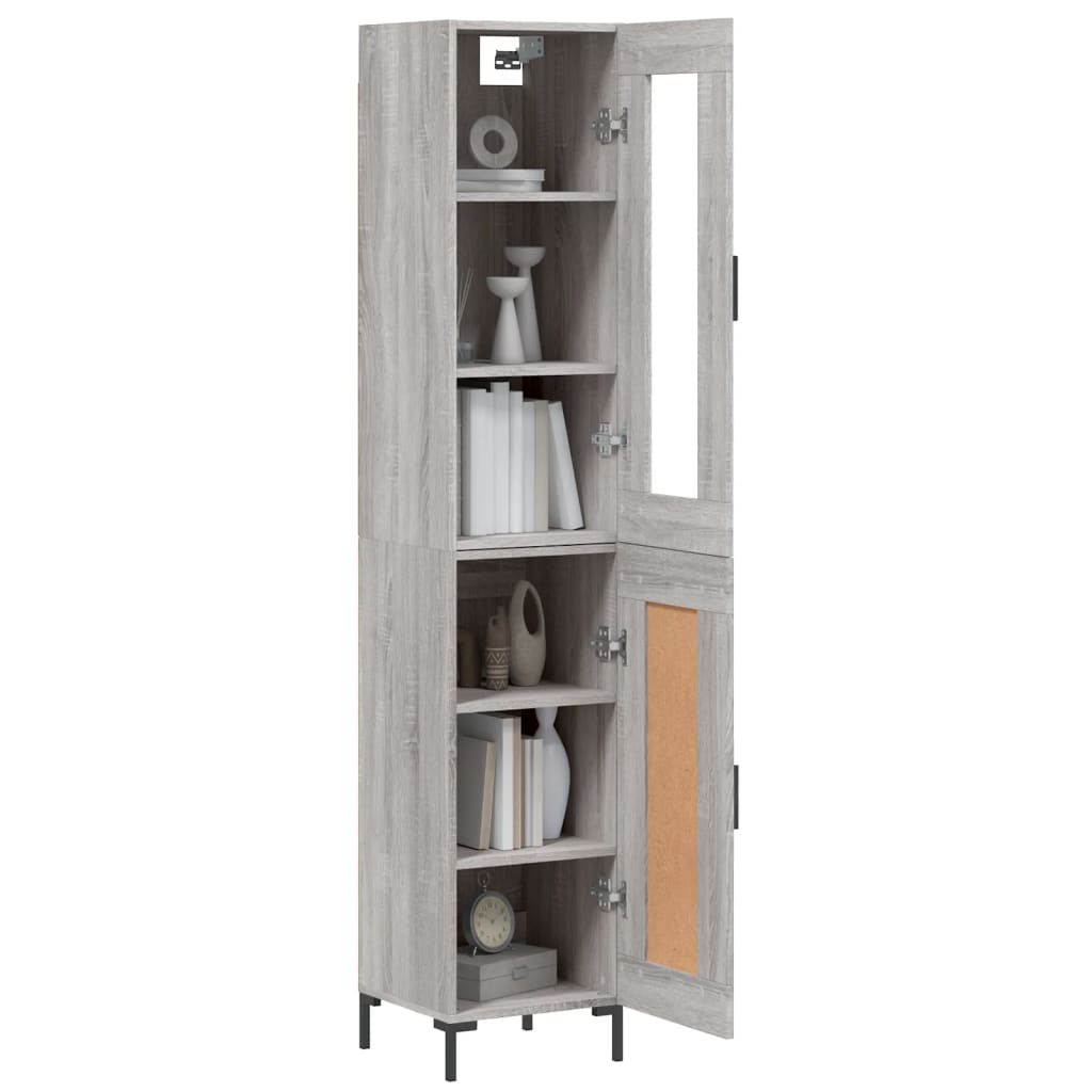 Image Buffet haut Sonoma gris 34,5x34x180 cm Bois d'ingénierie | Xios Store SNC vidaXL Xios Store SNC