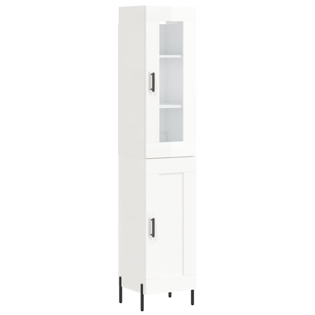 Image Buffet haut Blanc brillant 34,5x34x180 cm Bois d'ingénierie | Xios Store SNC vidaXL Xios Store SNC