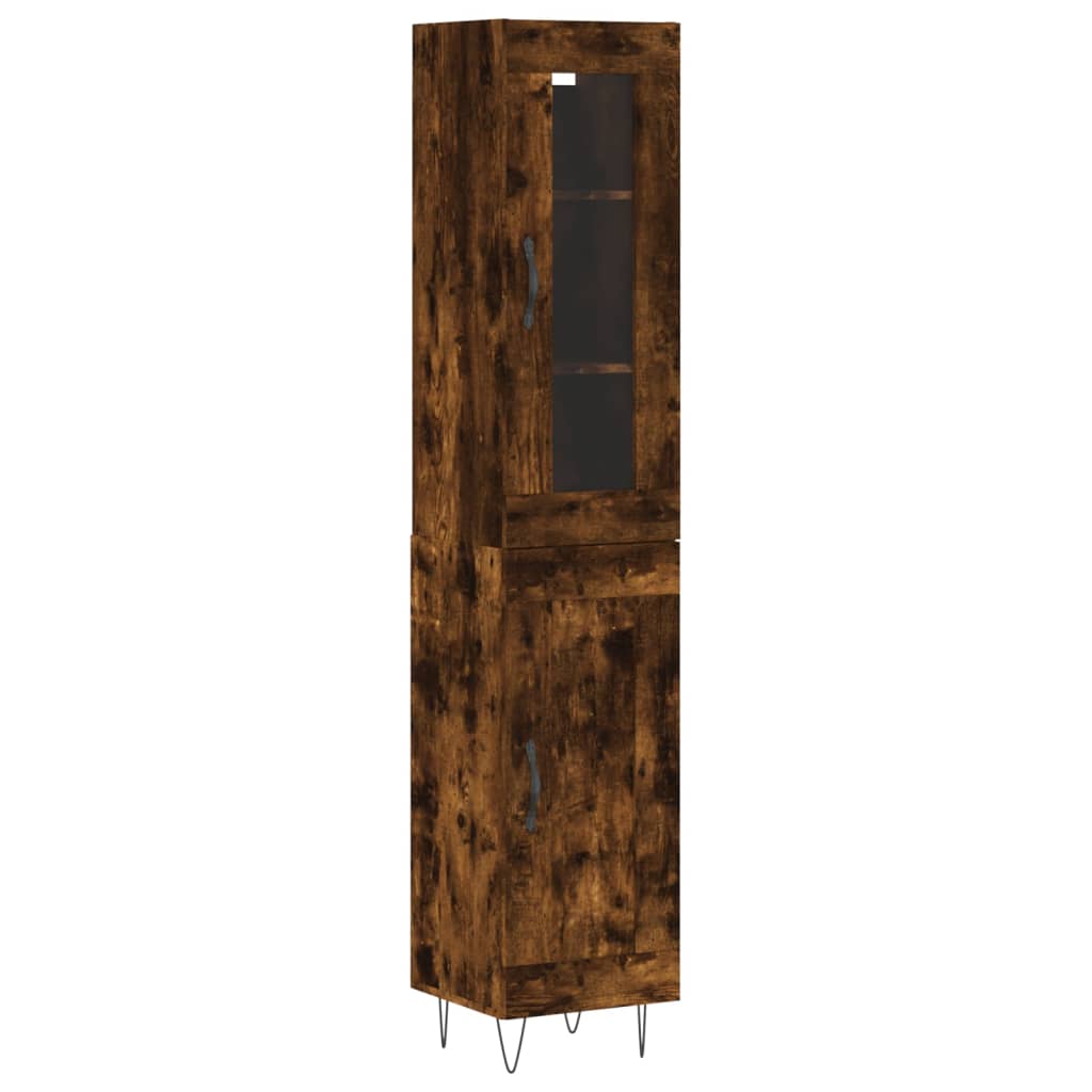 Image Buffet haut Chêne fumé 34,5x34x180 cm Bois d'ingénierie | Xios Store SNC vidaXL Xios Store SNC