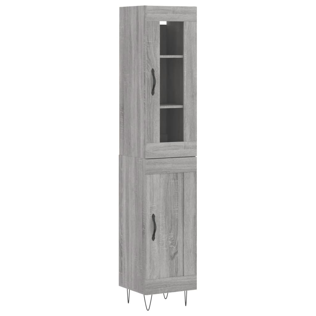 Image Buffet haut Sonoma gris 34,5x34x180 cm Bois d'ingénierie | Xios Store SNC vidaXL Xios Store SNC