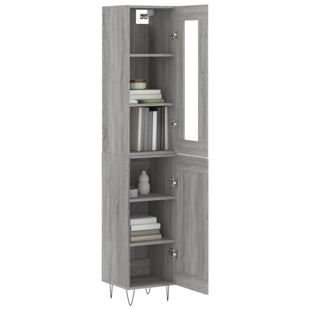 Image Buffet haut Sonoma gris 34,5x34x180 cm Bois d'ingénierie | Xios Store SNC vidaXL Xios Store SNC