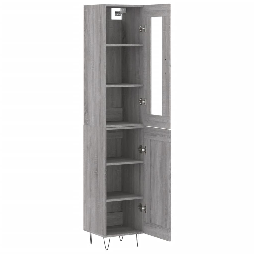 Image Buffet haut Sonoma gris 34,5x34x180 cm Bois d'ingénierie | Xios Store SNC vidaXL Xios Store SNC