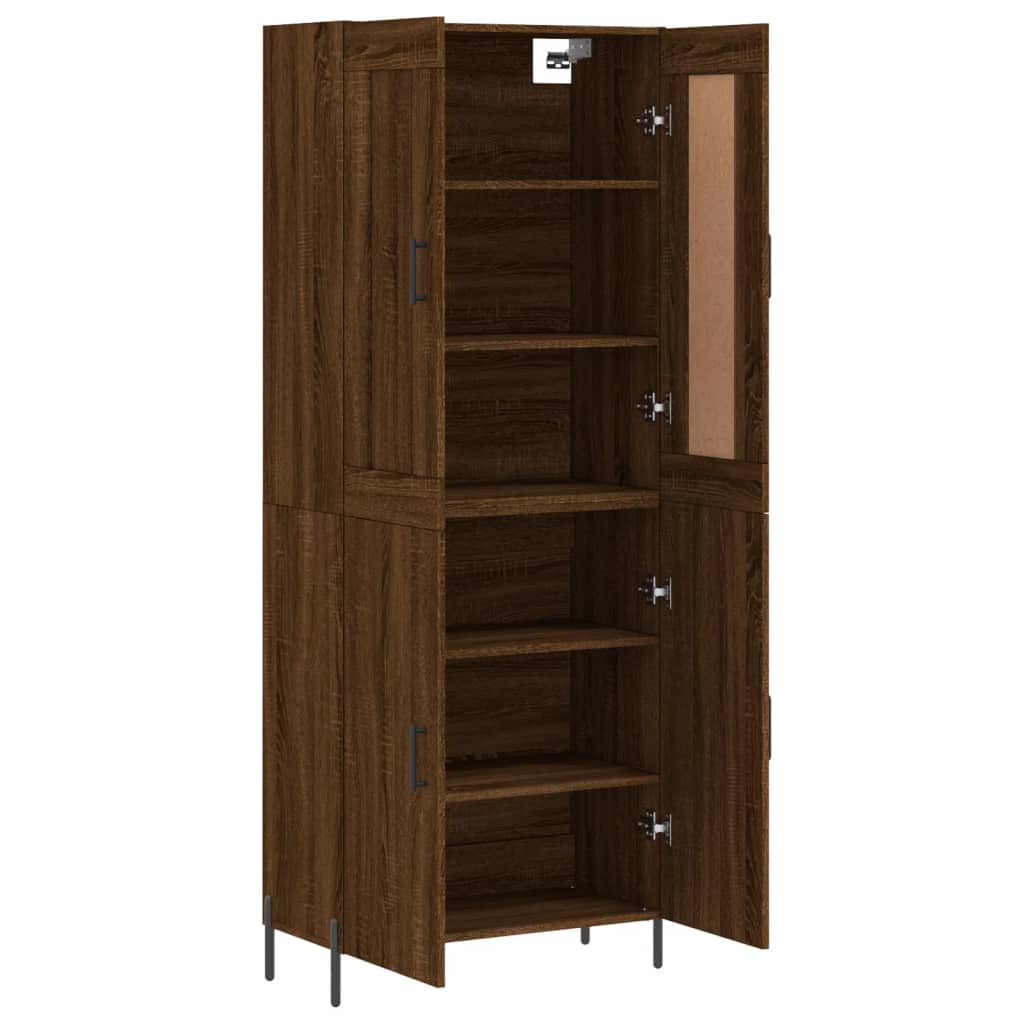 Image Buffet haut Chêne marron 69,5x34x180 cm Bois d'ingénierie | Xios Store SNC vidaXL Xios Store SNC