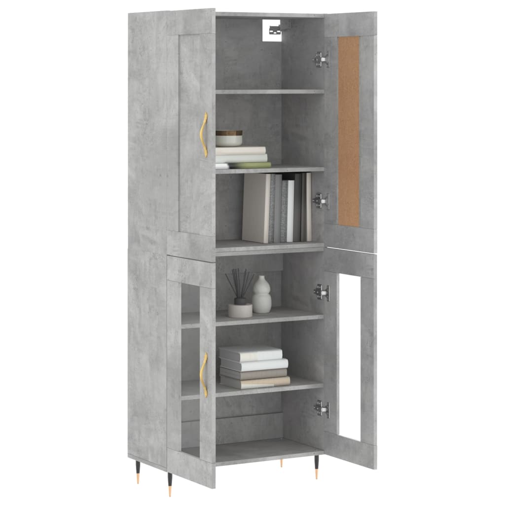 Image Buffet haut Gris béton 69,5x34x180 cm Bois d'ingénierie | Xios Store SNC vidaXL Xios Store SNC