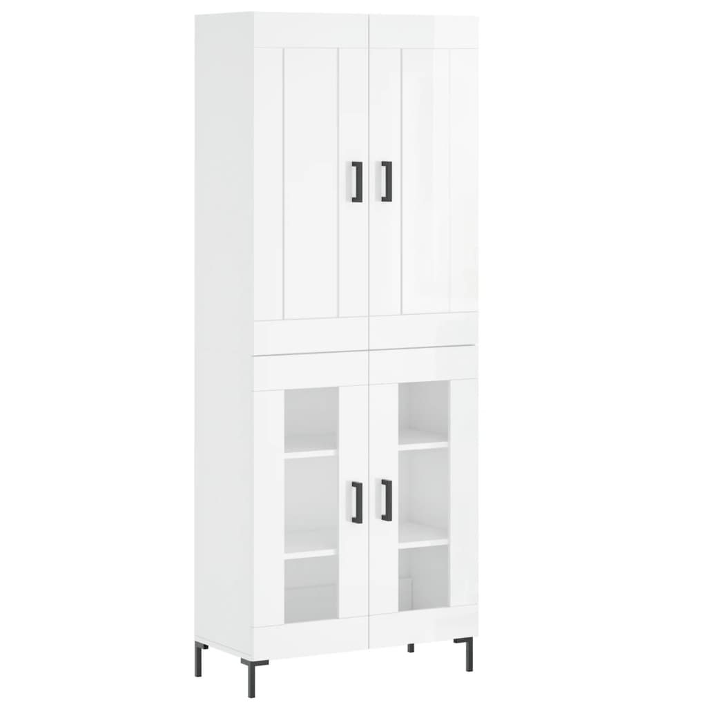 Image Buffet haut Blanc brillant 69,5x34x180 cm Bois d'ingénierie | Xios Store SNC vidaXL Xios Store SNC