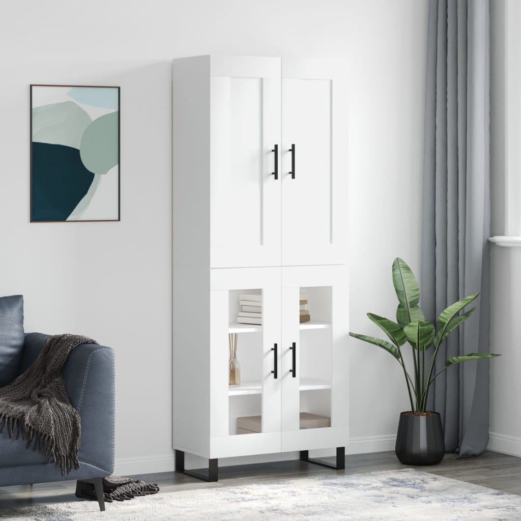 Image Buffet haut Blanc 69,5x34x180 cm Bois d'ingénierie | Xios Store SNC vidaXL Xios Store SNC