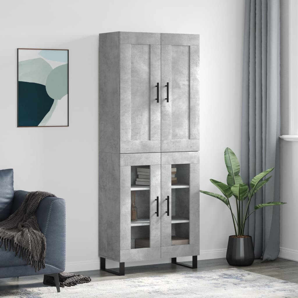 Image Buffet haut Gris béton 69,5x34x180 cm Bois d'ingénierie | Xios Store SNC vidaXL Xios Store SNC