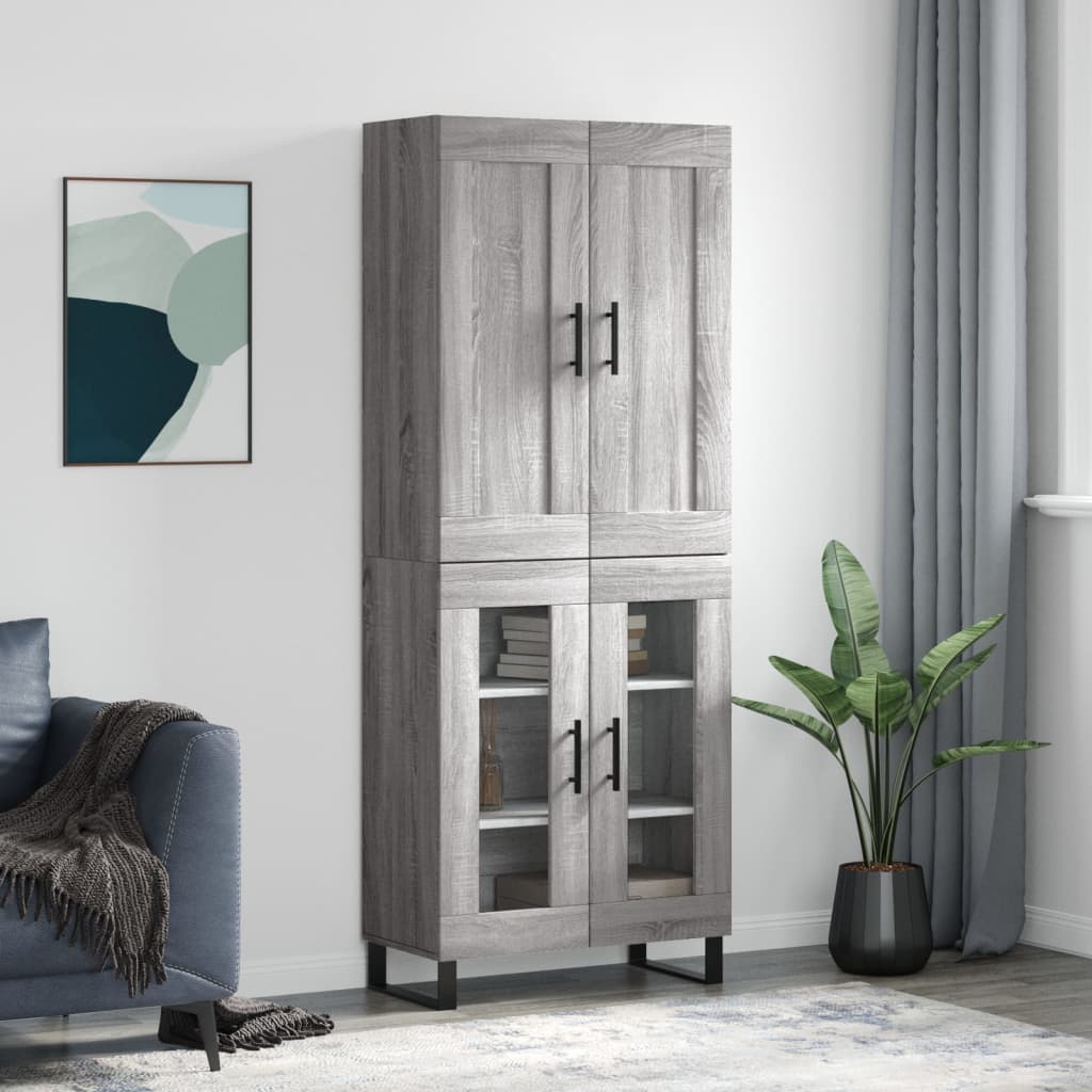 Image Buffet haut Sonoma gris 69,5x34x180 cm Bois d'ingénierie | Xios Store SNC vidaXL Xios Store SNC