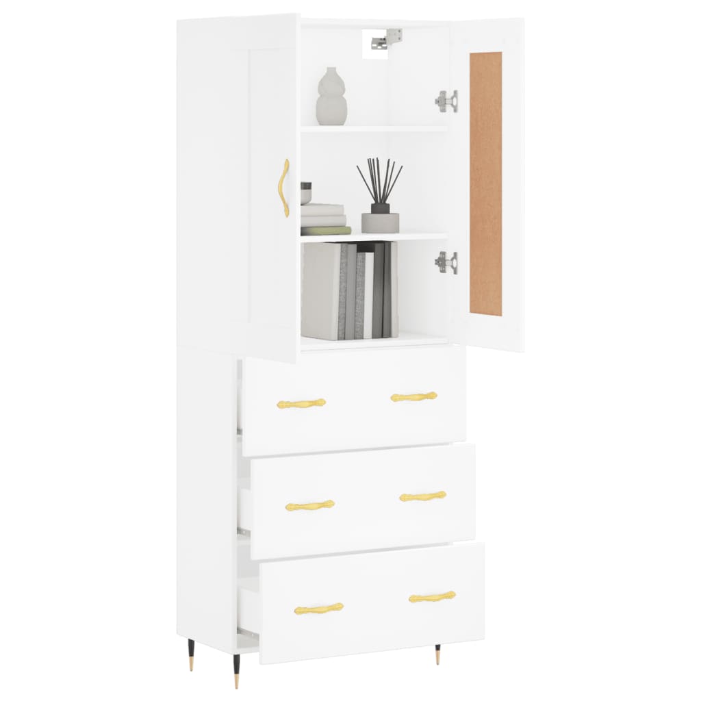 Image Buffet haut Blanc 69,5x34x180 cm Bois d'ingénierie | Xios Store SNC vidaXL Xios Store SNC