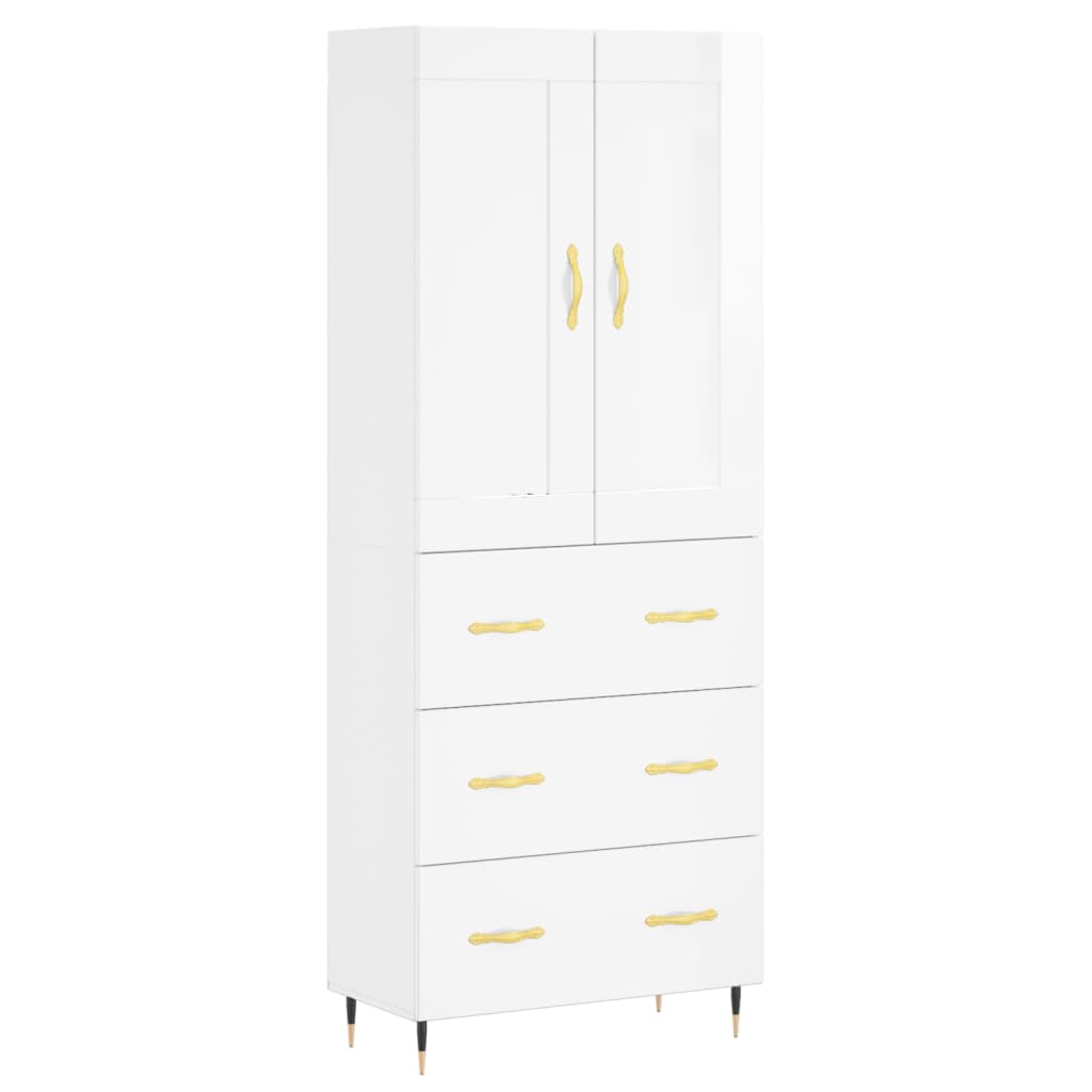 Image Buffet haut Blanc brillant 69,5x34x180 cm Bois d'ingénierie | Xios Store SNC vidaXL Xios Store SNC