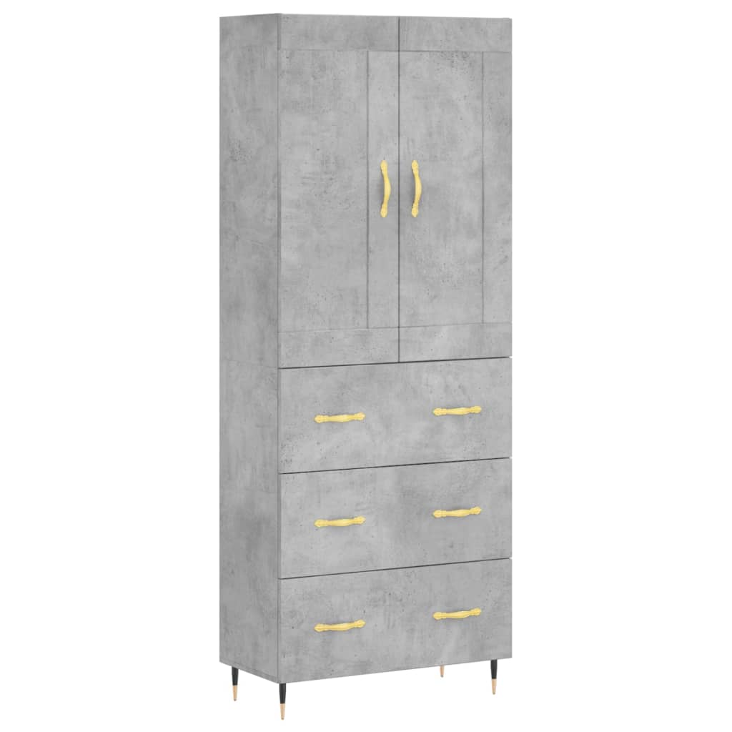 Image Buffet haut Gris béton 69,5x34x180 cm Bois d'ingénierie | Xios Store SNC vidaXL Xios Store SNC