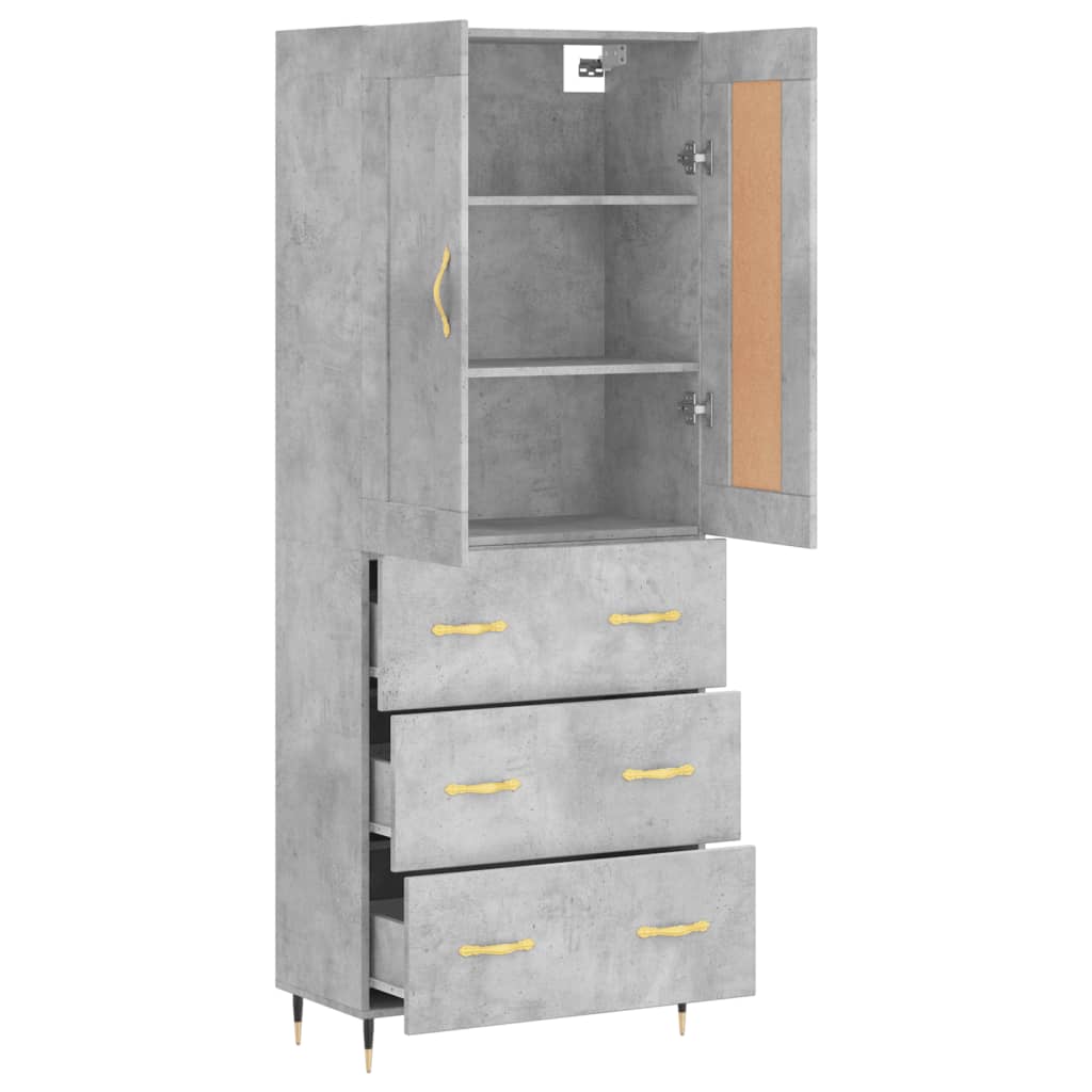 Image Buffet haut Gris béton 69,5x34x180 cm Bois d'ingénierie | Xios Store SNC vidaXL Xios Store SNC