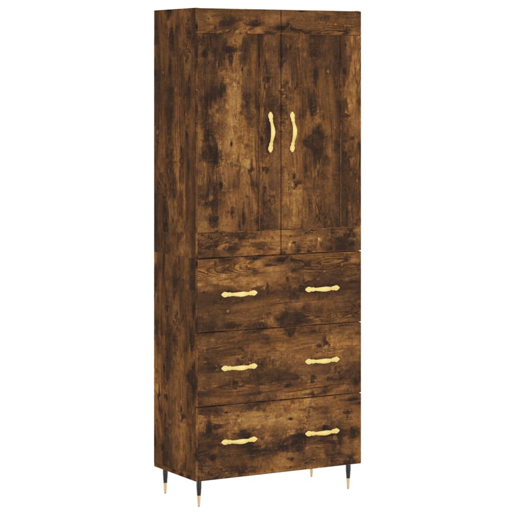 Image Buffet haut Chêne fumé 69,5x34x180 cm Bois d'ingénierie | Xios Store SNC vidaXL Xios Store SNC