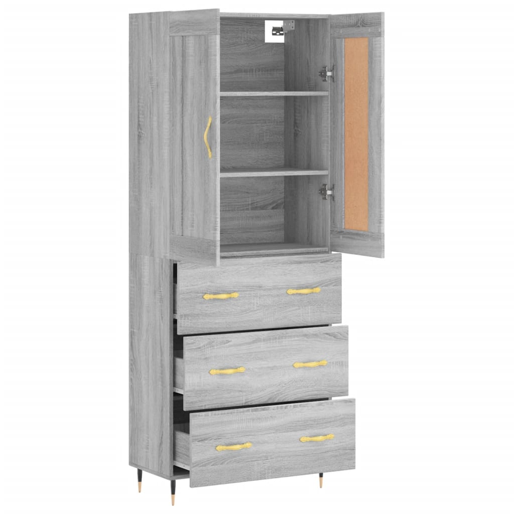 Image Buffet haut Sonoma gris 69,5x34x180 cm Bois d'ingénierie | Xios Store SNC vidaXL Xios Store SNC