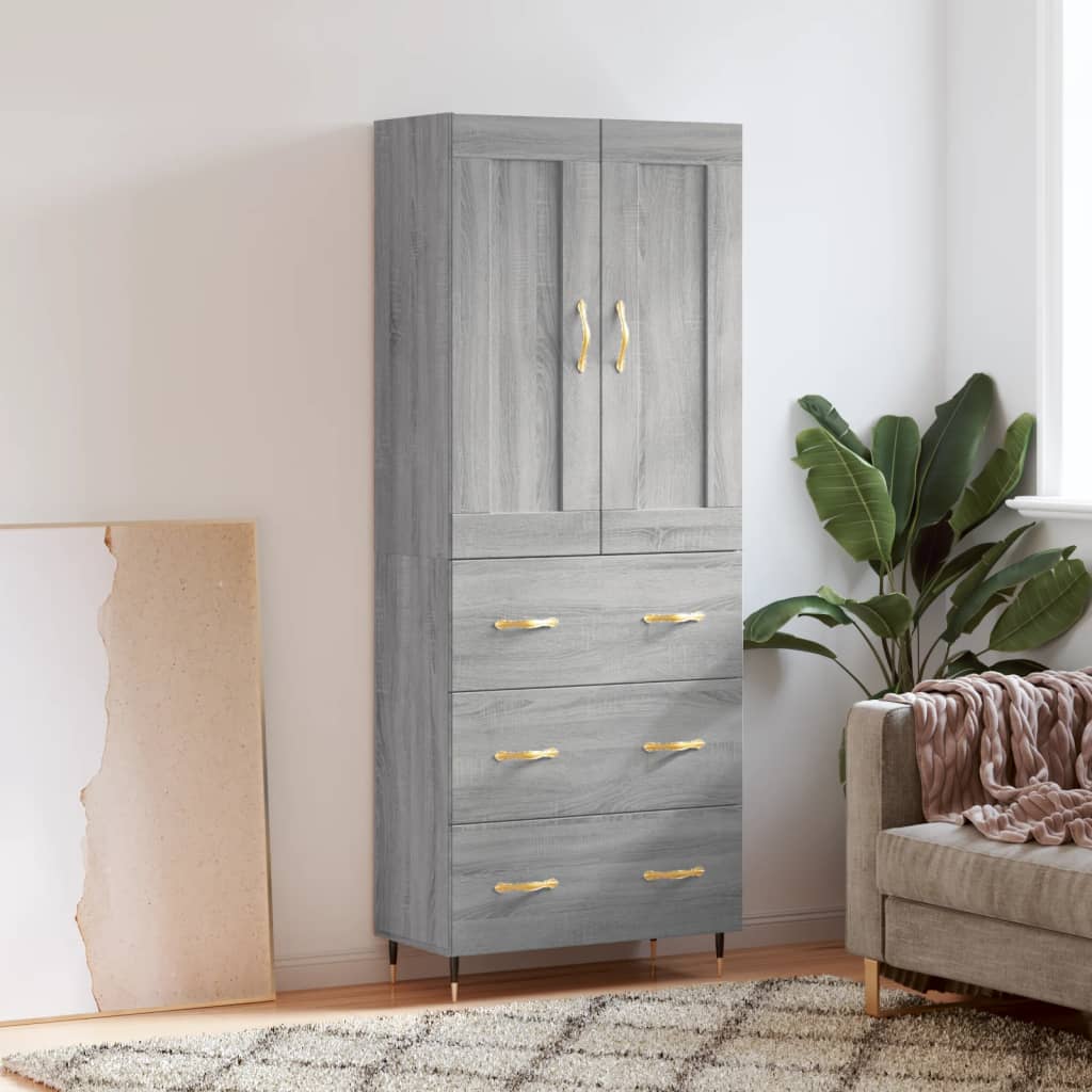 Image Buffet haut Sonoma gris 69,5x34x180 cm Bois d'ingénierie | Xios Store SNC vidaXL Xios Store SNC