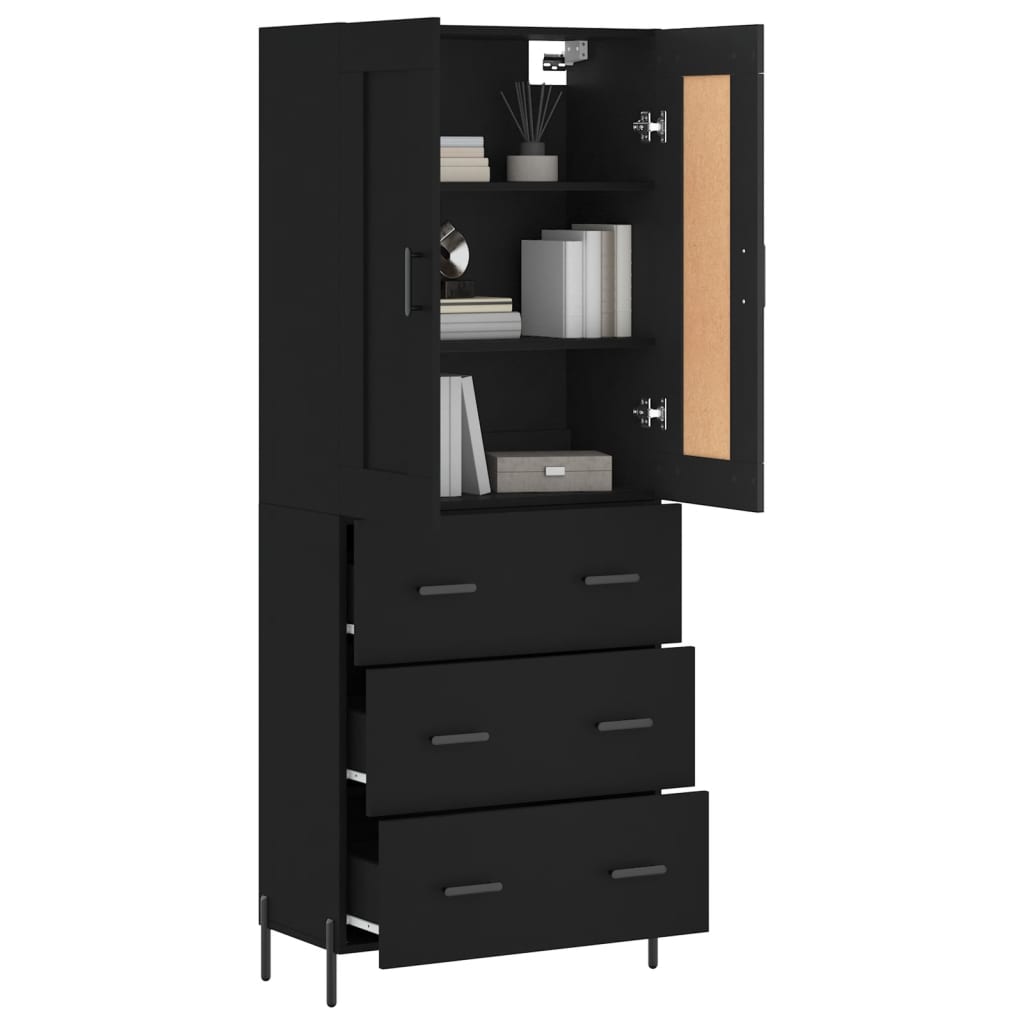 Image Buffet haut Noir 69,5x34x180 cm Bois d'ingénierie | Xios Store SNC vidaXL Xios Store SNC