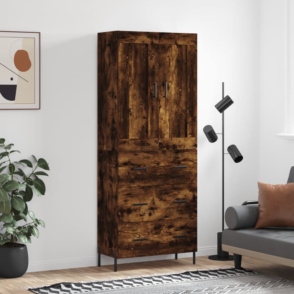 Image Buffet haut Chêne fumé 69,5x34x180 cm Bois d'ingénierie | Xios Store SNC vidaXL Xios Store SNC