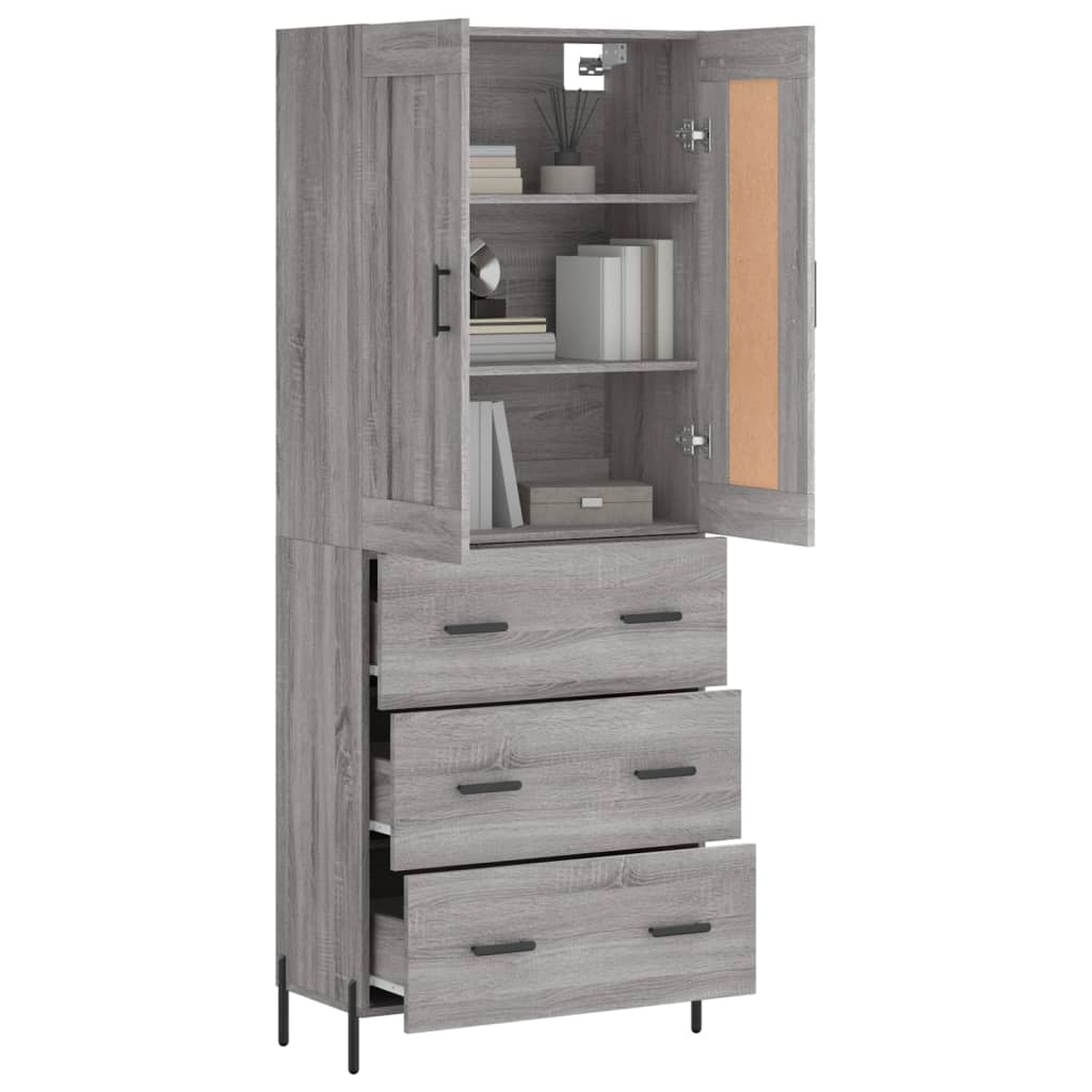 Image Buffet haut Sonoma gris 69,5x34x180 cm Bois d'ingénierie | Xios Store SNC vidaXL Xios Store SNC