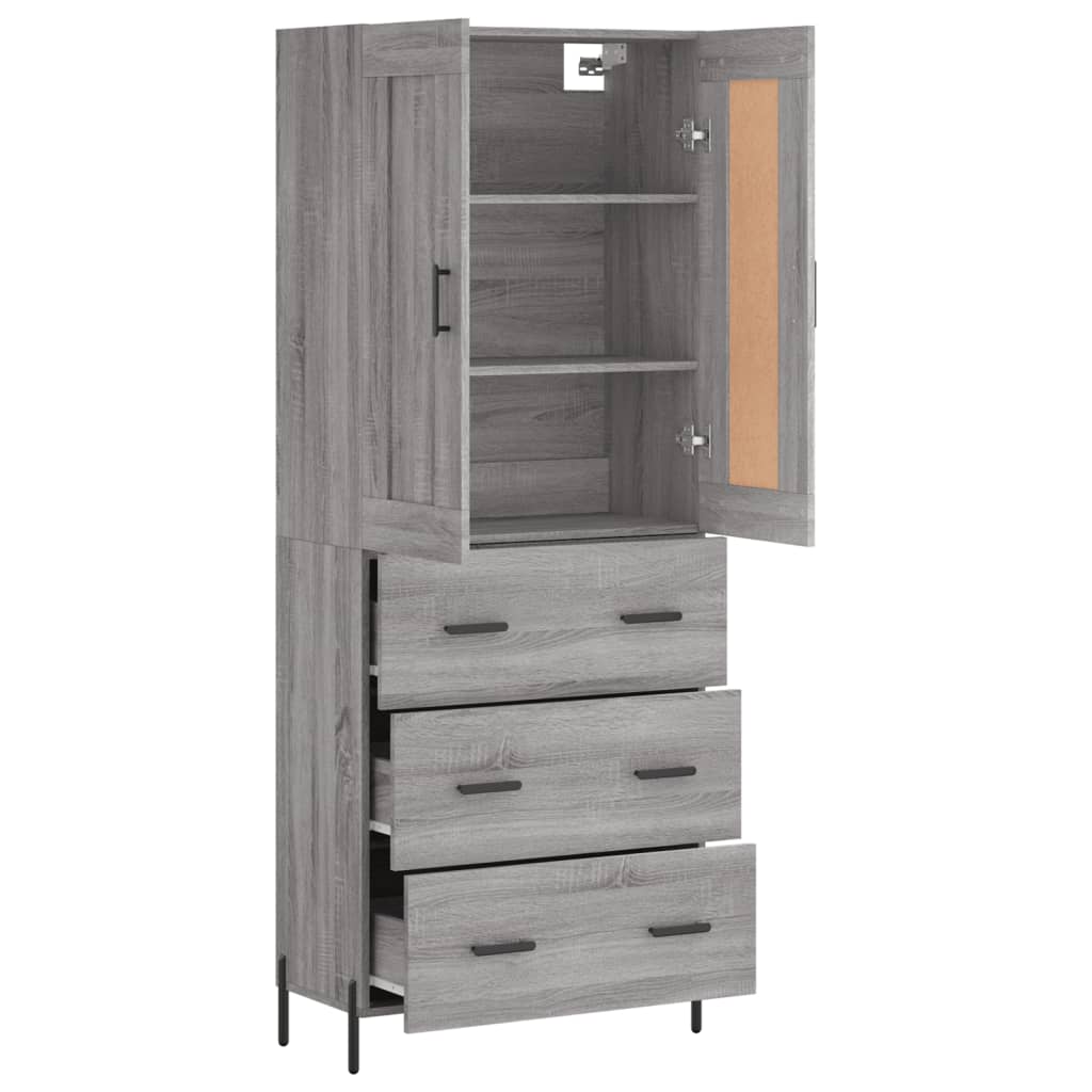 Image Buffet haut Sonoma gris 69,5x34x180 cm Bois d'ingénierie | Xios Store SNC vidaXL Xios Store SNC