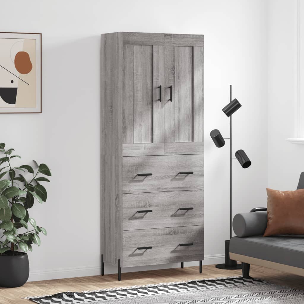 Image Buffet haut Sonoma gris 69,5x34x180 cm Bois d'ingénierie | Xios Store SNC vidaXL Xios Store SNC